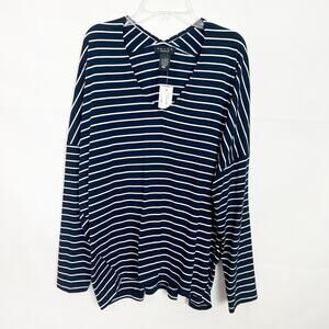 NWT Grace Striped V-Neck Dolman Sleeve Top Size Large